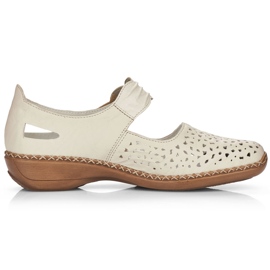 Kvinders lædersko med velcro beige Rieker 41399-14