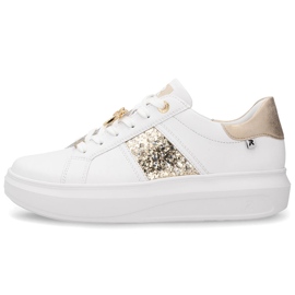 Kvinders læder-sneakers på den hvide Rieker 1202-82 platform