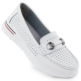 Openwork lædersko, White Vinceza 95331 Loafers hvid
