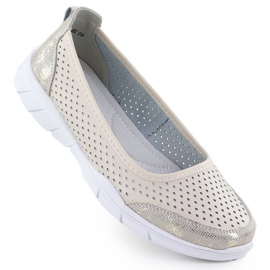 Læder ballerinas Openwork Comfort Beige Vinceza 95323