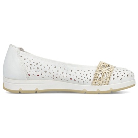Women's Ballerinas Openwork Comfortable White Rieker L3062-80 hvid