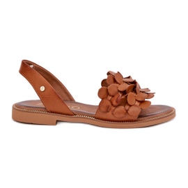 Lædersandaler med flade hæle Zazoo 40425 Brown brun