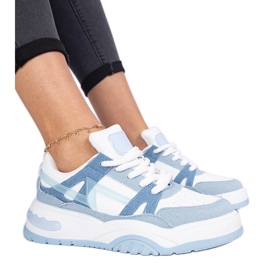 Denim sneakers med tykke snørebånd blå