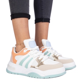 Orange kvindes sneakers med massiv snøring