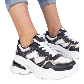 Sorte kvinders sneakers dekoreret med glitter