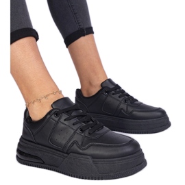 Sorte damesneakers med tyk sål