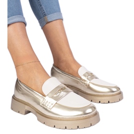 Golden Women's Loafers med en hvid indsats