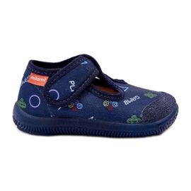 Børns hjemmesko fleksible marineblå velcro