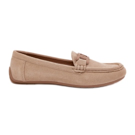 Kvinders øko ruskind loafers med dekoration beige