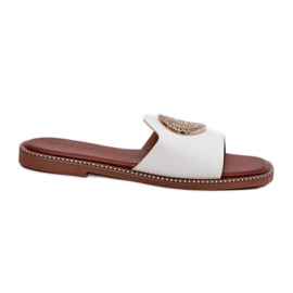 Eco Leather Flat -Hælede flip flops med en hvid dekoration
