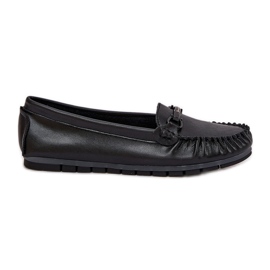 S.Barski Fladt læder loafers med et ornament af S. barski LR51-547 sort