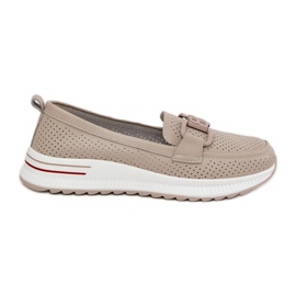 S.Barski Kvinders læder loafers på platformen S. Barski LR51-556 Beige