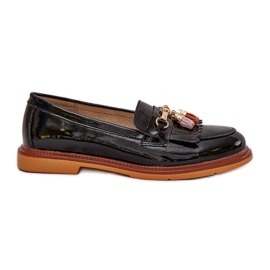 S.Barski Malet læder Elegant fladhælede loafers S. Barski LR51-768A Sort