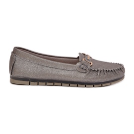 S.Barski Glitter flade loafers lavet af naturlig læder D&amp;A LR51-546 sølv