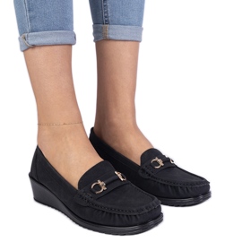 Sorte wedge loafers til kvinder