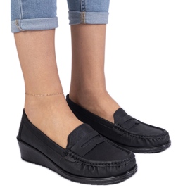 Sorte wedge loafers til kvinder