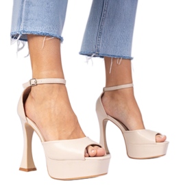 Beige højhælede sandaler