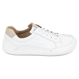 Kvinders barfodede minimalistiske læder sneakers Olivier 1282 White hvid