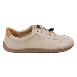 Kampol Barfodet minimalistiske lædersko 500/18 cappuccino beige