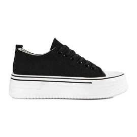 Sorte damesneakers med tyk sål