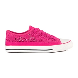 Pink Openwork bundet sneakers lyserød