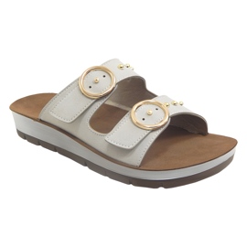 Befado Kvinders læder hjemmesko 158d272 med beige rhinestones