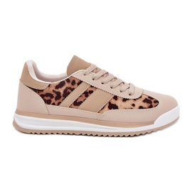 Sneakers sportssko kvinders beige-brun leopard print