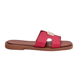 Flade flip flops med udskæringer og et ornament af fuchsia lyserød