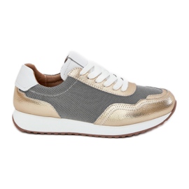 S.Barski Lædersportsko Sneakers Kvinder LR51-847 PLN gylden
