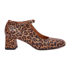 Læderpumper på Laura Messi 2936 Brown Leopard Print Post brun