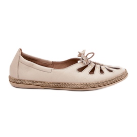 Flad ballerinaer lavet af naturlig læder zazoo 10179 beige