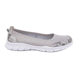 Læder Openwork Vinceza Ballerinas 95323 Gray grå