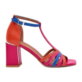 Lædersandaler på Laura Messi 2879 Multicolor Post rød