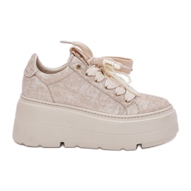 Læder sneakers på Chebello 4658 Zloty Platform gylden
