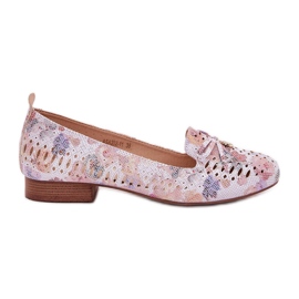 Jezzi Openwork Ballerinas med en Eco Flower Bow i ruskind Amepitrea multicolor lyserød