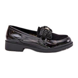 Malede kvinders moccasins med en bue s.barski hy51-319 sort