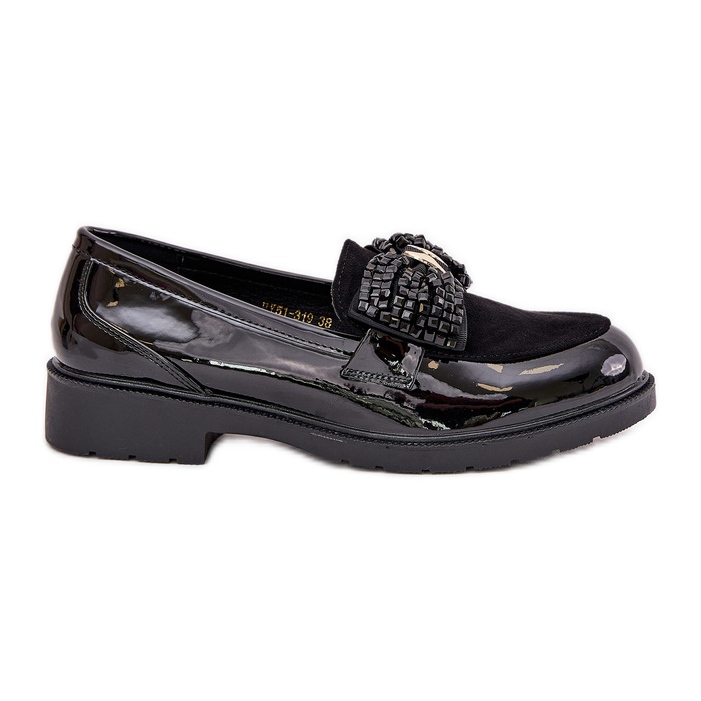 Malede kvinders moccasins med en bue s.barski hy51-319 sort