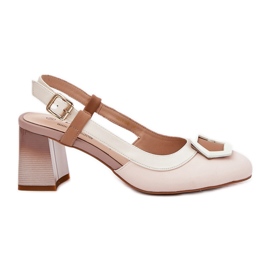 S.Barski Læder elegante kvinders sandaler på CR51-569 beige søjle