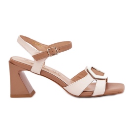 S.Barski Elegant læder Kvinders sandaler på CR51-570 beige søjle