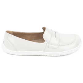 Olivier Kvinders barfodede minimalistiske læder loafers 1280 ecru hvid