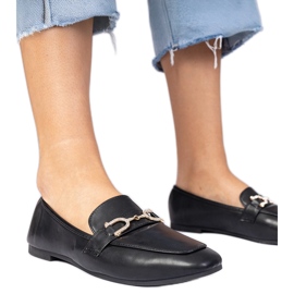 Sorte elegante loafers med zirkoner