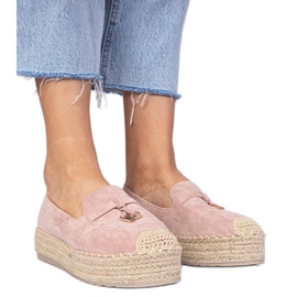 Pink Espadrilles på en tyk sål lyserød