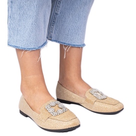 Golden Glitter Loafers med zirkoner gylden