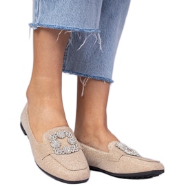 Champagne glitter loafers med zirkoner gylden