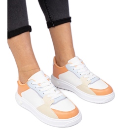 White-Orange Sports Sneakers fra Eco-Leather hvid