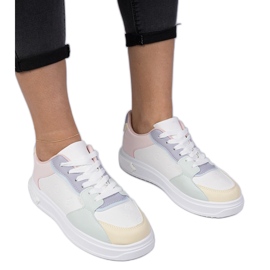 Hvide og blå sports-sneakers fra Eco-Leather