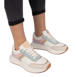 Multicolored kvinders sneakers med glitter med et dyremønster beige