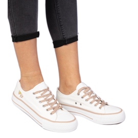 White-Brown Classic Women's Sneakers hvid