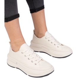 Beige kvindemateriale sneakers