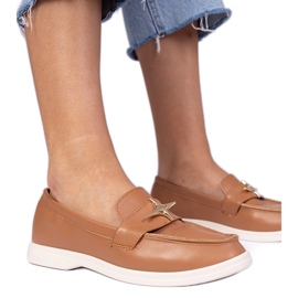Brown Women's Loafers med en gylden dekoration brun